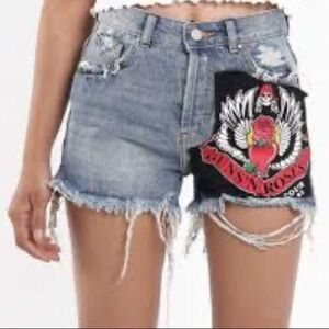 Zara Distressed Blue Jean Shorts with Patch